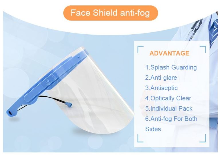 Buy Cotisen Anti-Fog Face Shield with Frame, Blue, 1 Frame & 10 Shields ...