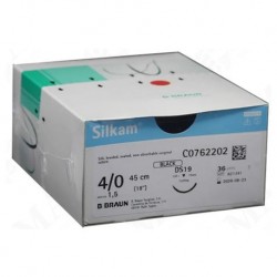 B.Braun Silkam Non-Absorbable Silk Suture, Black, DS19, 36pcs/box