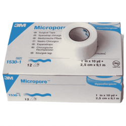 3M Micropore Tape 1'' w/o Dispenser, 12rolls/box